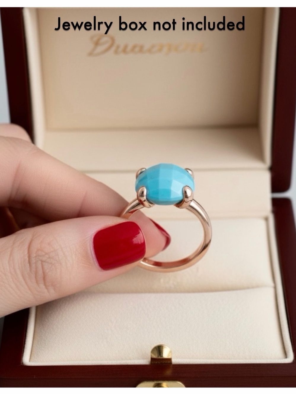 MILOR Silver Collection 18K Rose Gold Vermeil Faceted Turquoise Ring